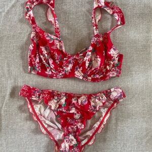Floral Red Bikini